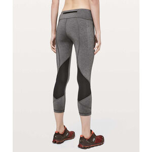 Lululemon Pace Rival 22" Crop Full-On Luxtreme Leggings Heathered Black Grey 4
